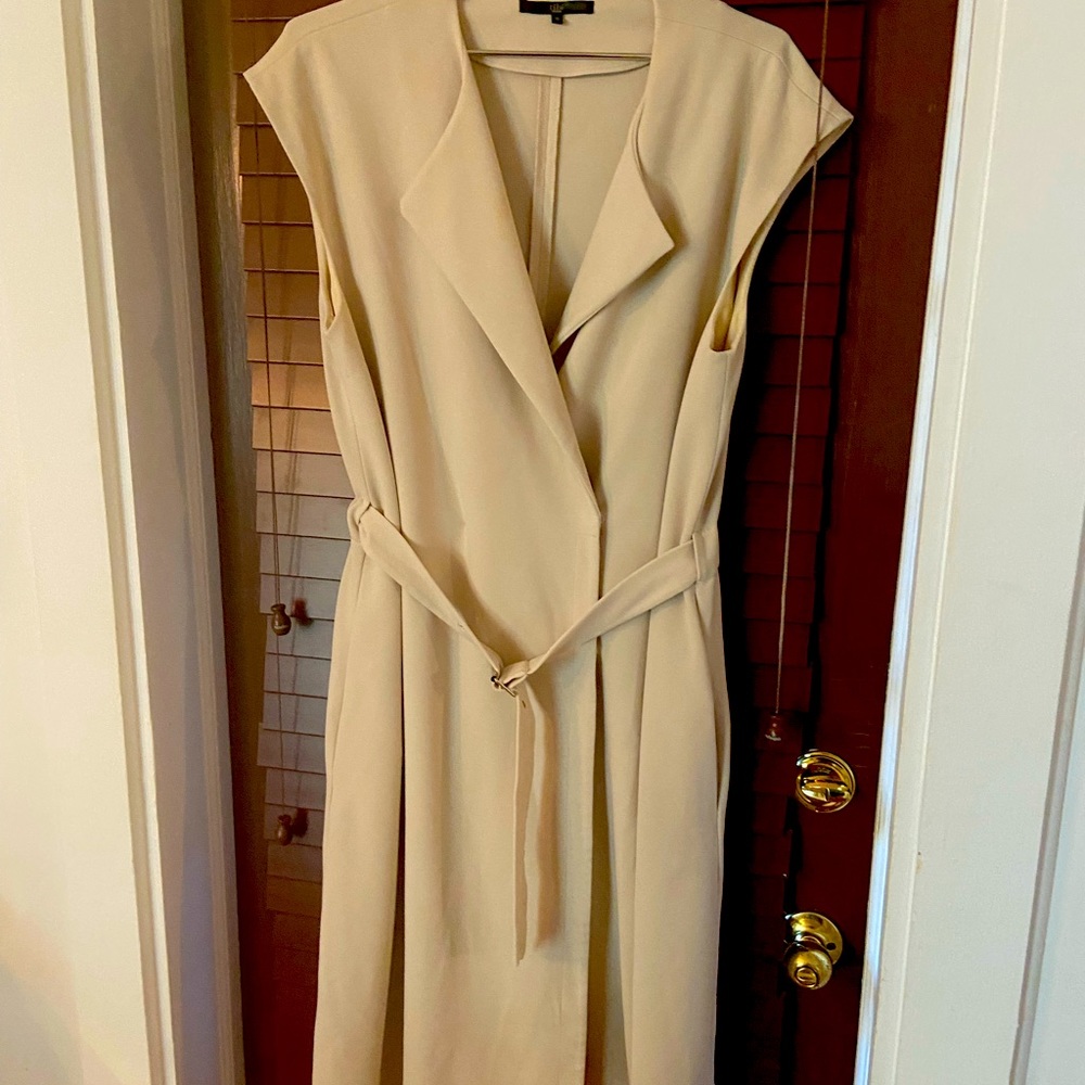 Tibi Taupe Crepe Asymmetrical Trench Dress size 12